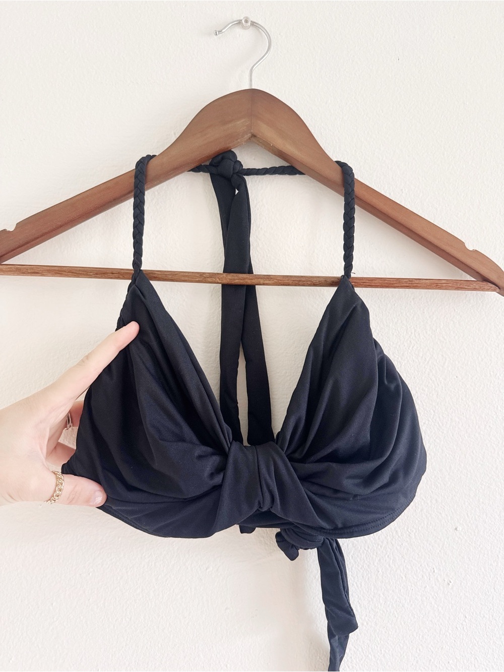 Carmen Marc Valvo Black Braided Halter swim top medium